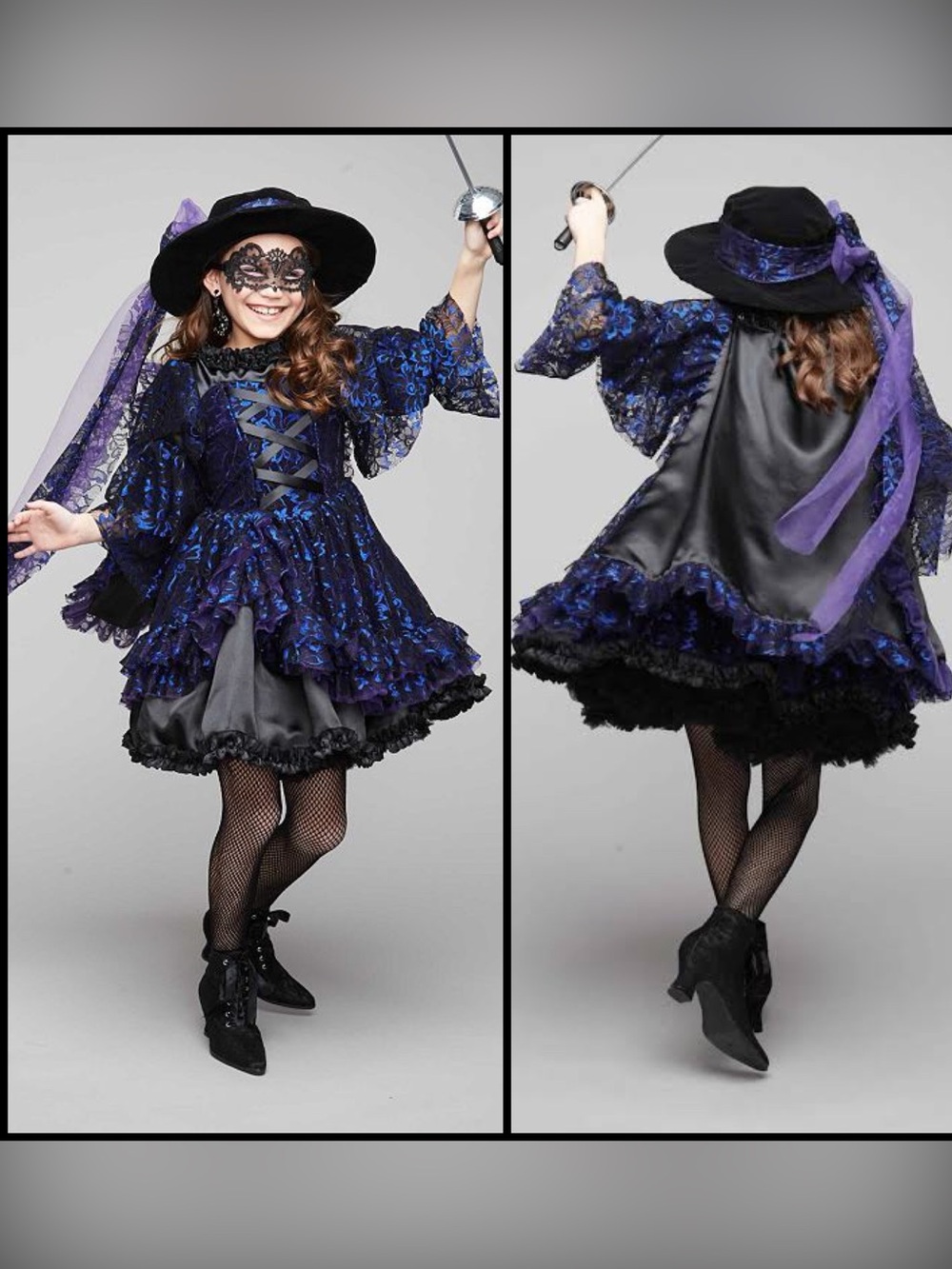 Chasing Fireflies Midnight Bandida Girl’s Purple & Black Zorro Bandit Costume 12